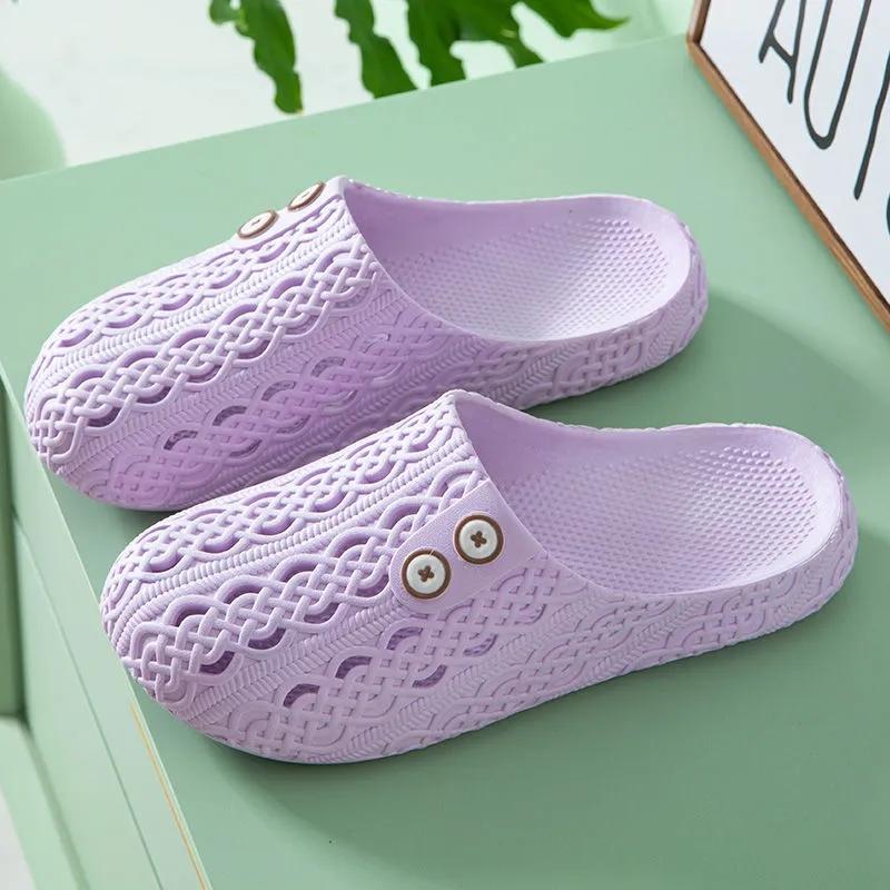 Women's Hole Toe Shoes Cute Non-slip Beach Sandals Girls Summer Outside The Bathroom Home Thick Bottom Stepping on Shit Slippers