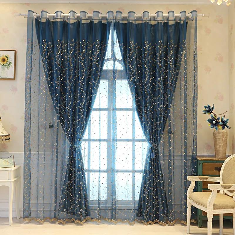 Double Curtains for Living Room Bedroom Household Full Blackout Curtains Cloth Gauze Integrated Children's Room Curtains