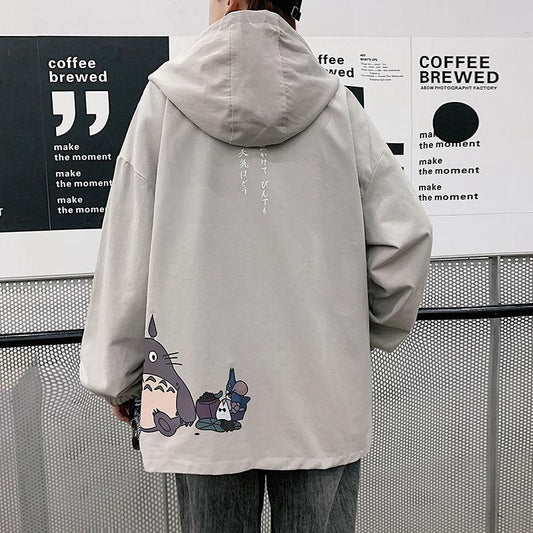 Japanese My Neighbor Totoro Clothing Men's Spring/Summer Thin Casual Large Size Hong Kong Style Trendy Falling Hooded Jacket