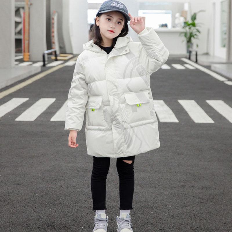 3-12Y Toddler Girls Long Jacket Outwear Children Cotton-padded Jacket Girl Winter Down Clothes Warm Coat Fur Hooed Snowsuit Kids