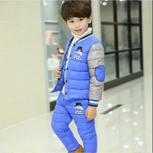 Winter Children's Down Padded Jacket Middle and Small Children's Warm Cotton-padded Jackets Liner Jacket Suit Two-piece Suit for Boys and Girls