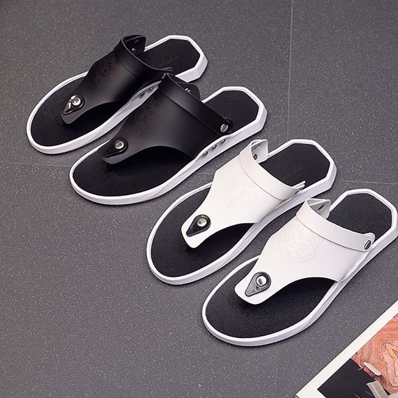 Handsome Men's Slippers Net Celebrity Simple Street Wear Flip Flops Summer Comfortable Breathable Non-slip Beach Sandals