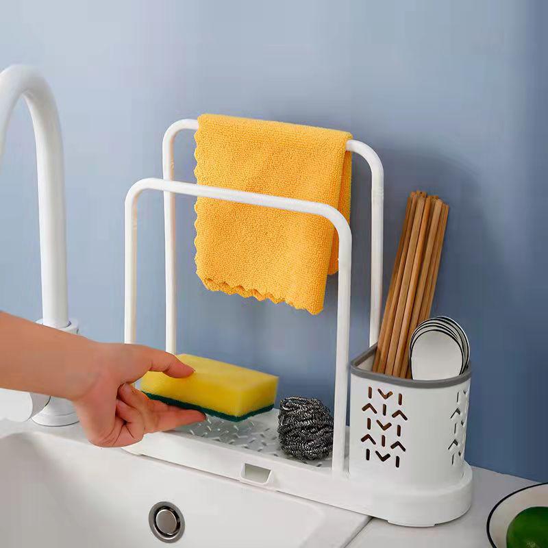 Drain Rack Hanging Dish Cloth Rag Shelf Kitchen Supplies Scouring Arrangement Shelf Sink Storage Rack Home Organizer Towel Rack