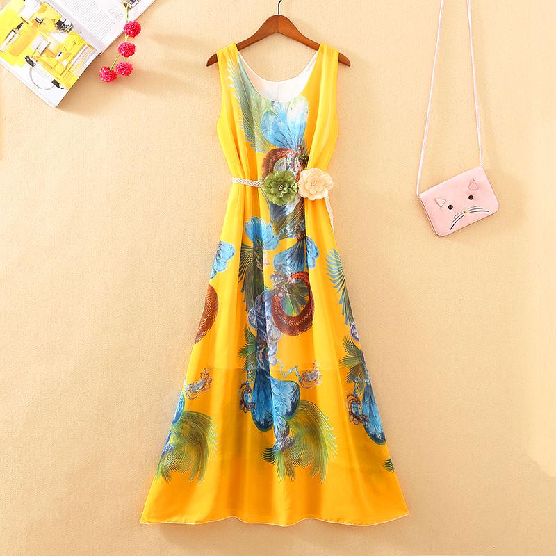 Fashion Bohemian Maxi Dresses Women Summer Elegant Floral Dress Long Sundress Vacation Beach Dress