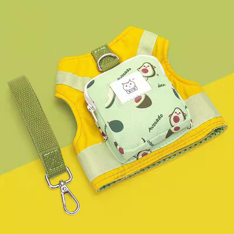 Japanese Style Cute Cat Harness Pet Leash with A Tiny Backpack 4 Patterns Are Available