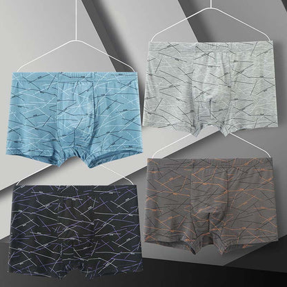 4 Pack Clearance Men's Underwear Comfortable Breathable Tablet Print Men's Underwear