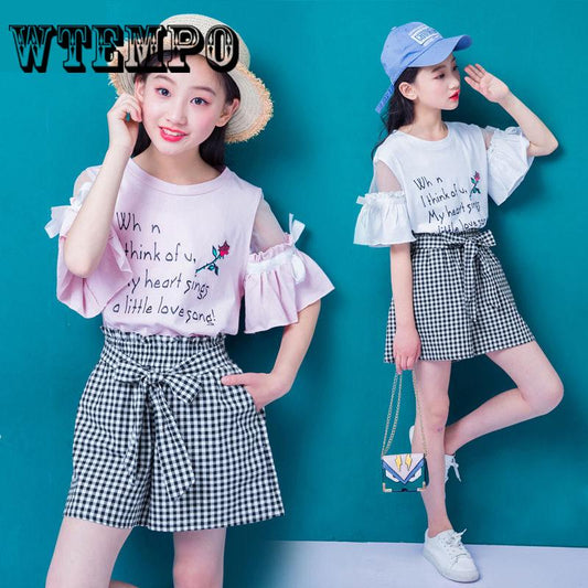 Short Pants 2pcs Kids Baby Girls Summer Outfits Clothes T-shirt Tops Shorts Pants Set