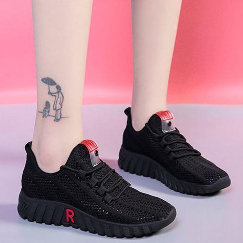 Cloth Shoes Women's Walking Shoes Soft Bottom Non-slip Mom Sneakers Breathable Net Shoes Fashion Casual Single Shoes