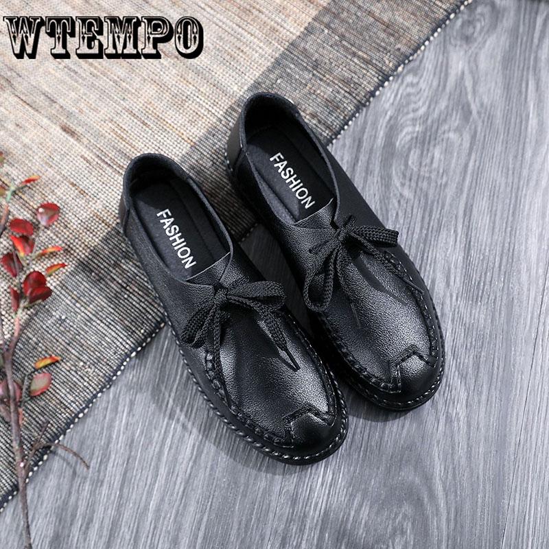 Women Ballet Flats Shoes Genuine Leather Slip on Ballerina Mother Shoes Woman Loafers