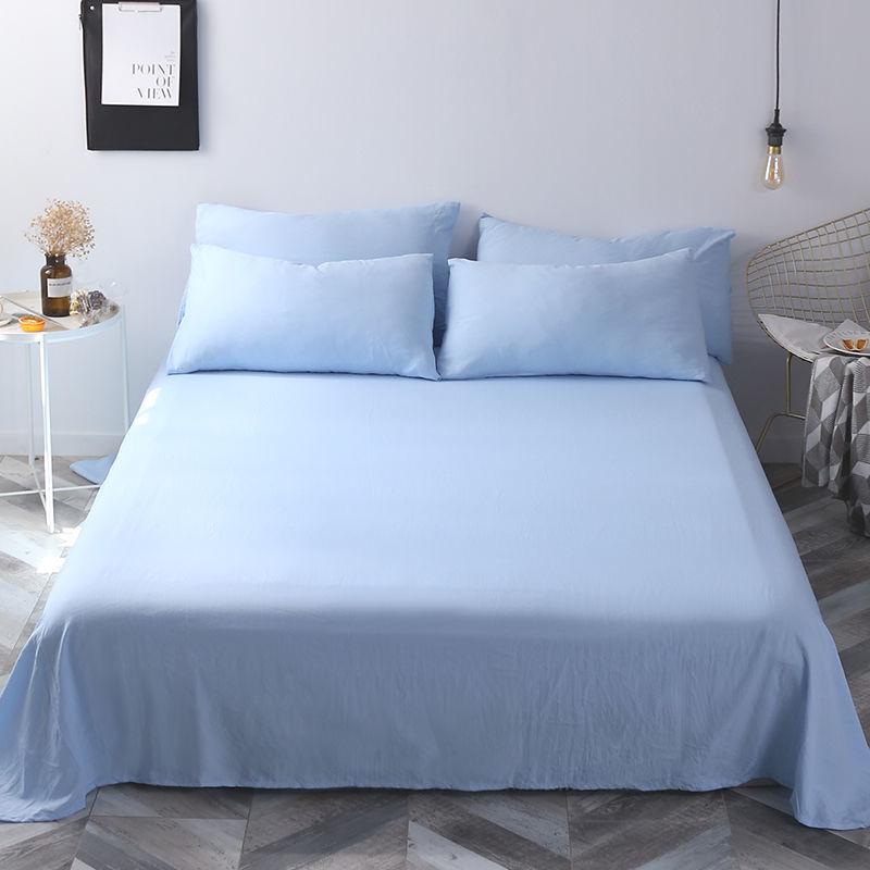 Spring Summer Solid Color Summer Thin Bed Linen Single-piece Washed Cotton Bed Linen Plus Bed Linen Extra Large Family