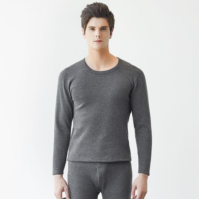 Men Winter Autumn Plus Velvet Thicken Thermal Underwear Tight Suit High Elasticity Wearable Comfortable Versatile Soft Lining O-neck Male Long Sleeve