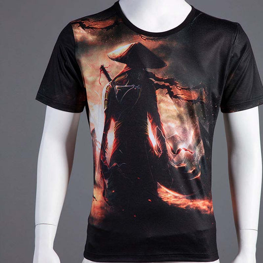 Summer New Men's Round Neck Print Short-sleeved T-shirt Half-sleeved Thin Top