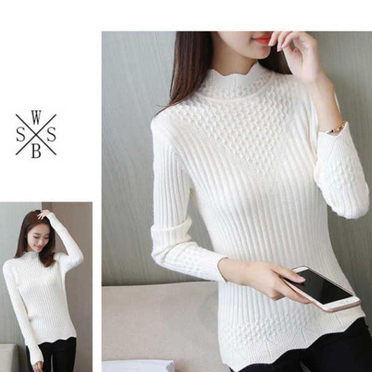 Pofulove Women High Elastic Turtleneck Sweater Winter Slim Sexy Bottoming Basic Knit Pullover jumper