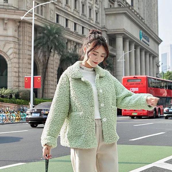 Winter All-match Lamb Wool Women's Coat Women's Fur All-in-one Short Grain Velvet Coat