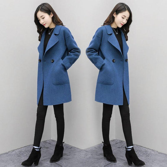 Woolen Coat Winter Trend Woman's Clothing Long Sleeve Plus Velvet Warm Jacket Large Size