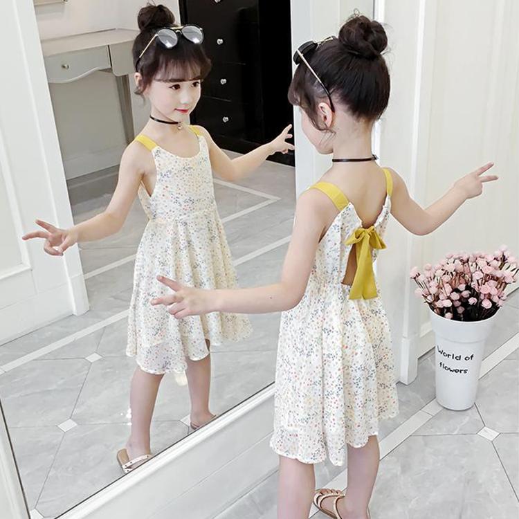 Children Dress Spring Summer Sling Kids Clothing  Baby Girls Clothing Printing Sleeveless Dress Girl