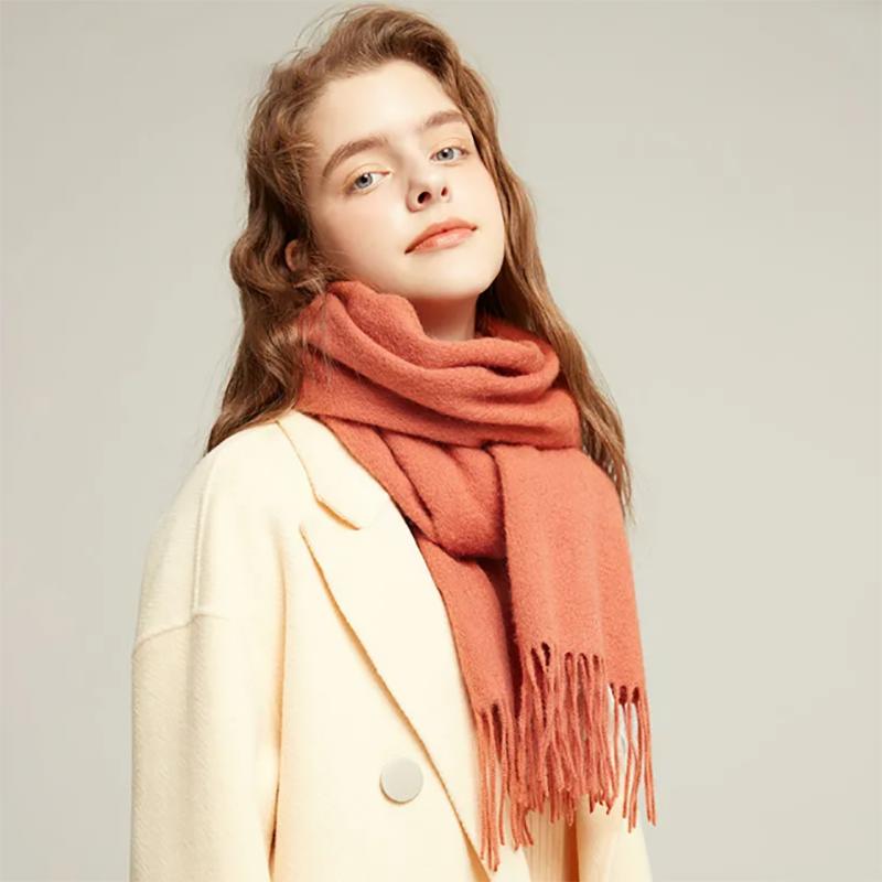 Pure Wool Thick Warm Scarf Female Shawl Korean Style Trend All-match Scarf In Winter