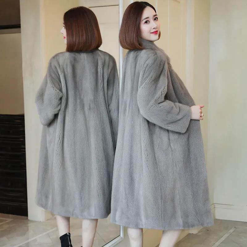 Faux Mink Coat Women Mid-length Winter High-end High-end Stand-collar Cotton Coat