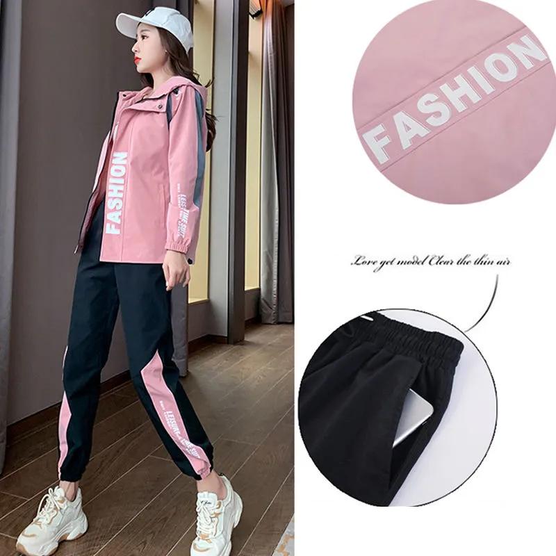 Sports Suit Women's Spring and Autumn Korean Version of The Jacket Fitness Jacket Leisure Two-piece Gym Yoga Clothes