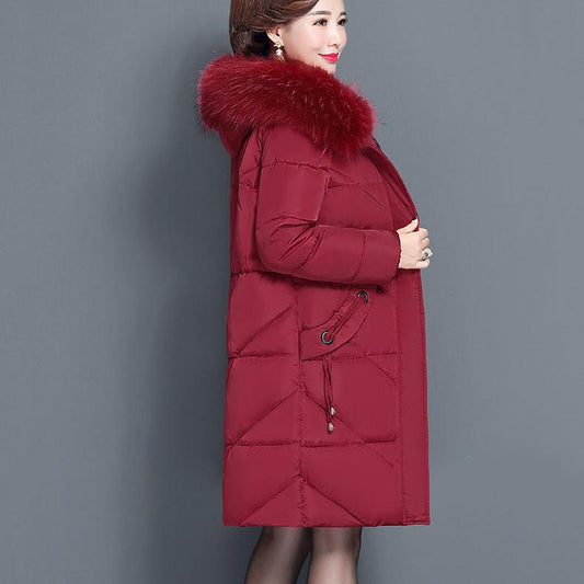 XL-6XL Women's Winter Long Cotton Coats Solid Color Oversized Warm Wadded Jacket Loose Casual Thickened Down Jacket