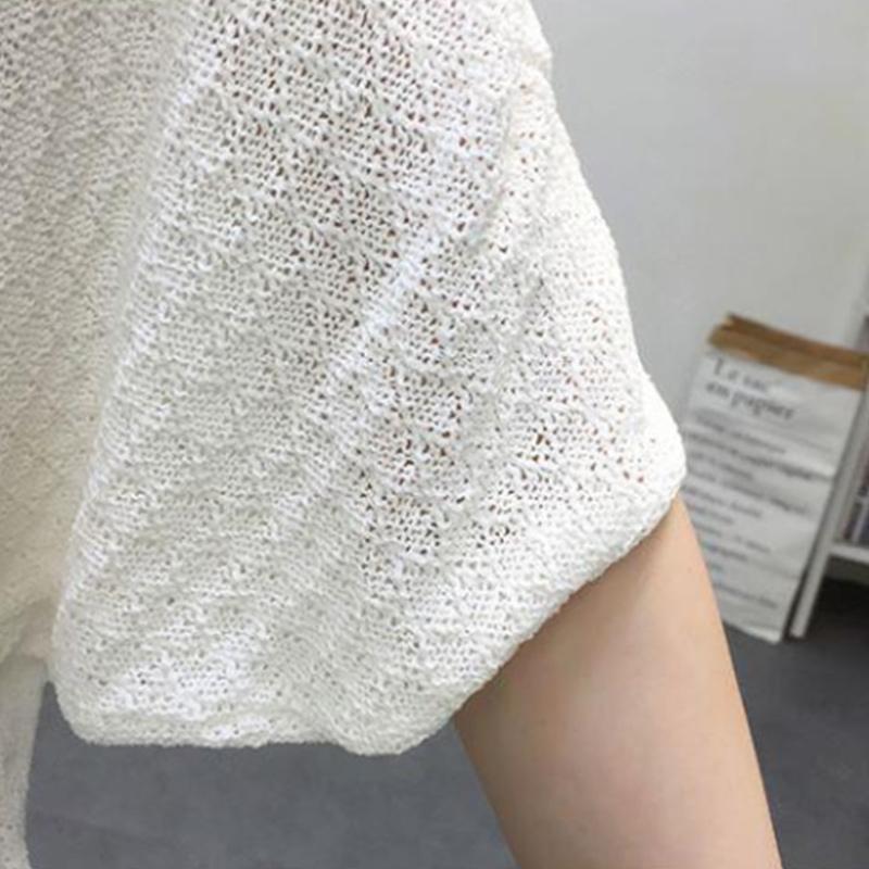 Short Sleeve T-Shirt Ladies Top Summer Women's Trend Design Doll Sleeve Ice Silk Knit Sweater