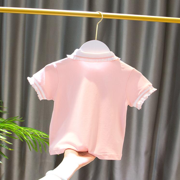 Summer Kids Cute Solid T Shirts Short Sleeve Tops Korean Style O-neck Loose T Shirts For Children Girls