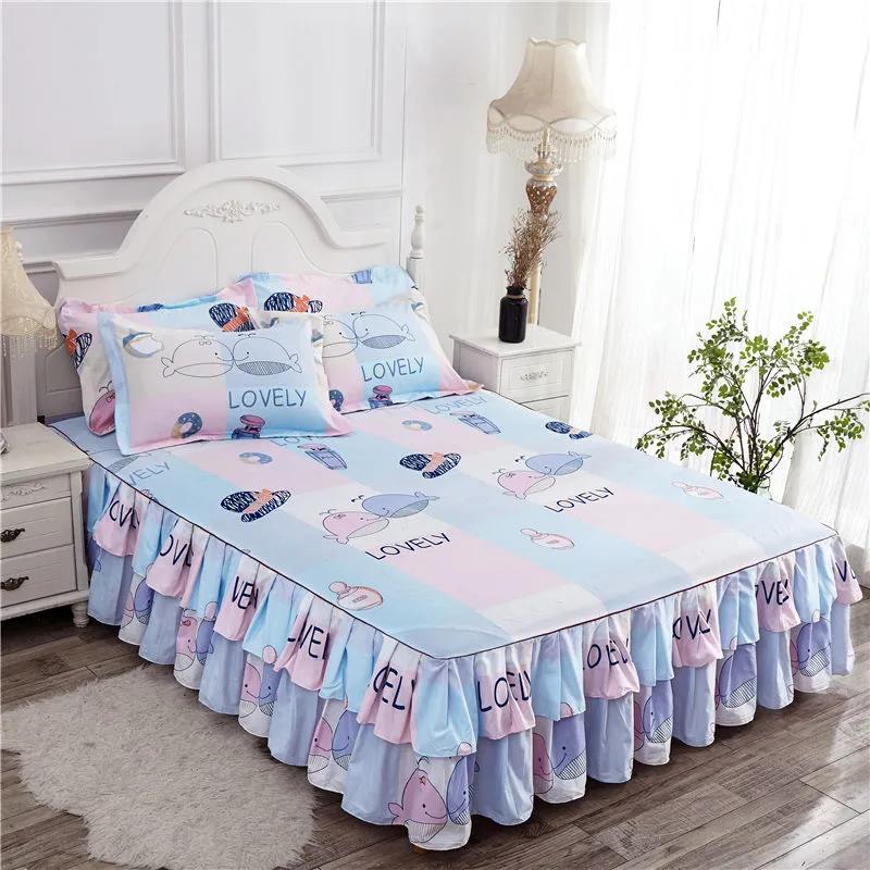 1 Piece Set Korean Princess Style Mattress Cover Non-slip Double-sided Bedspread Lace Bed Sheet Bed Cover