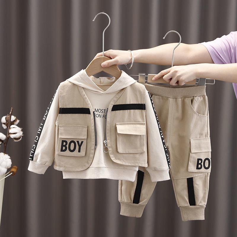 Children's Clothing Boys' Spring and Autumn Suits Children's Western Style Vest and Sweater Three-piece Handsome Clothes