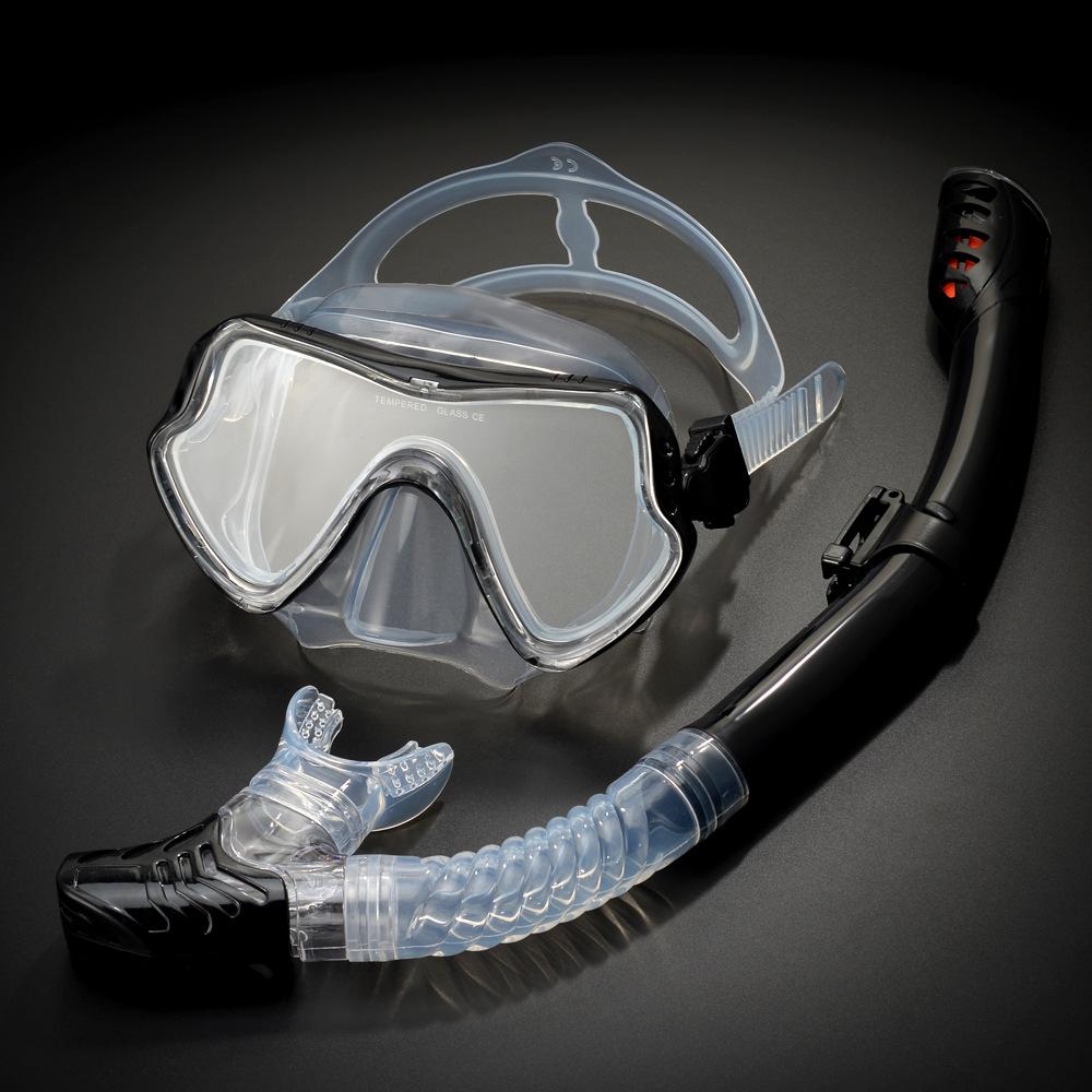 Adult Snorkel Kit, Panoramic Anti-fog Diving Mask and Dry Snorkel Professional Teen Snorkeling Mask Gear for Snorkeling Swimming Diving