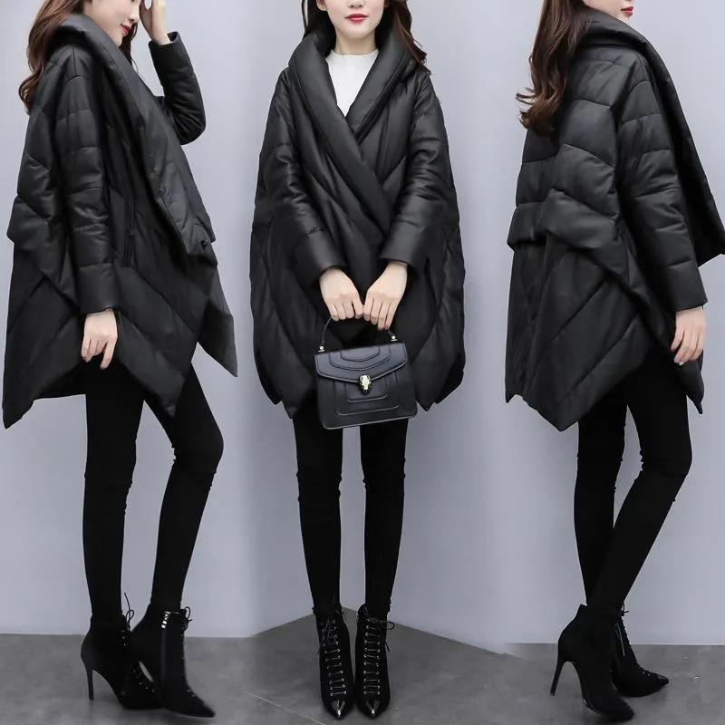 Women's Solid Color Down Jacket Mid-length Down Jacket Winter Korean Style Loose Coat Warm Stand-collar Down Jacket Quilted Jacket