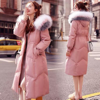 Woman's Cotton Clothing  Long Sleeve Warm Jacket Fashion Large Size Down Jacket Winter Big Fur Collar