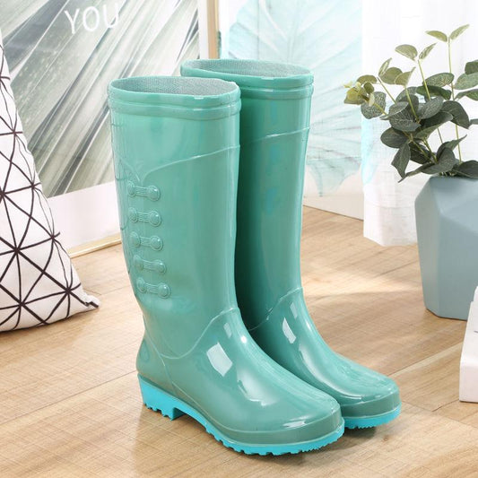 Rain Boots Women's High Tube Water Shoes Rain Boots Tendon Bottom Non-slip Waterproof Water Shoes Women's Detachable Warm Rain Boots