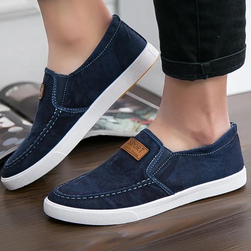 Spring Breathable Old Beijing Cloth Flat Shoes Slip-on Canvas Shoes Non-slip Casual Sport Sneakers Lazy Shoes Work Men's Shoes