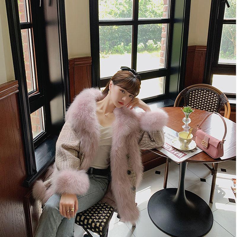 Fur Light Mature Style Western Style Autumn and Winter Imitation Fox Hair Female Woolen Woolen Floral Coat