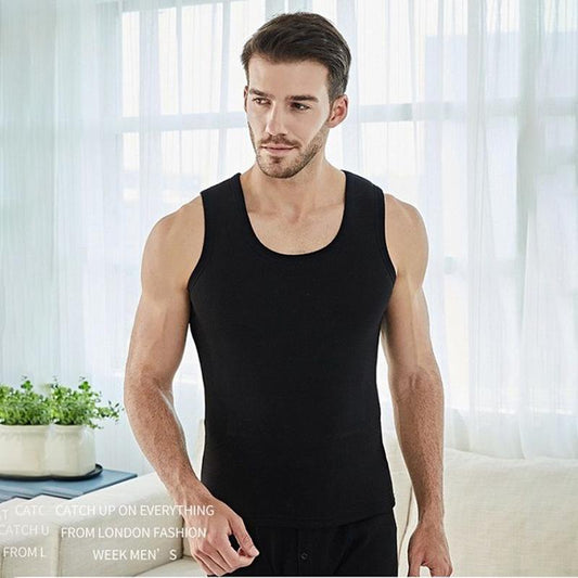 Men Winter Autumn Plus Velvet Thicken Thermal Underwear Tight Vest High Elasticity Comfortable Versatile Soft Lining O-neck Male Sleeveless Breathable