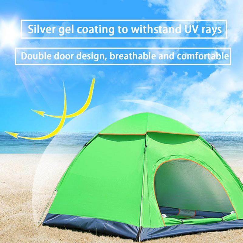 4-person Camping Tent Portable Pop-up Tent Waterproof and UV-proof Awning Travel Beach Outdoor Artifact