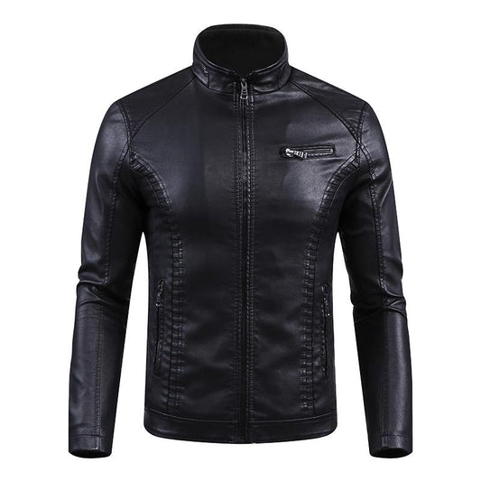 Autumn and Winter Warm Jacket Washed Leather Jacket Jacket Large Size Autumn and Winter PU Leather