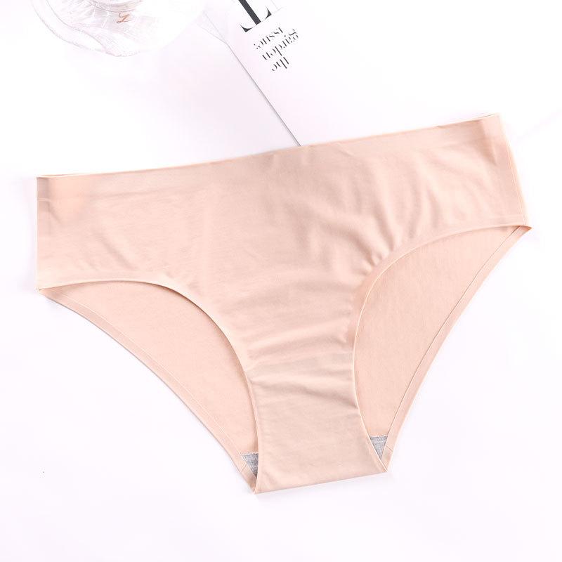 4Pcs/Set Women's Mid Waist Solid Color Seamless Cotton Panties Highly Elastic Large Size Causal Soft Briefs