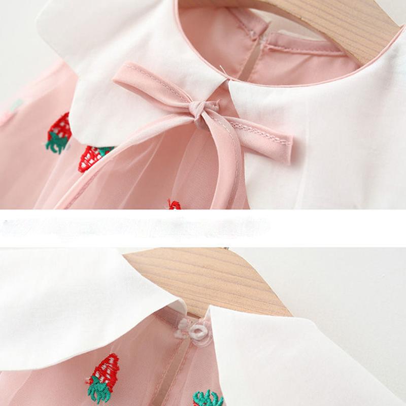 Children Dress Summer Turn-down Neck Kids Clothing  Baby Girls Clothing Strawberry Embroidery Sleeveless Dress Fruit Vest Skirt Toddler Girl