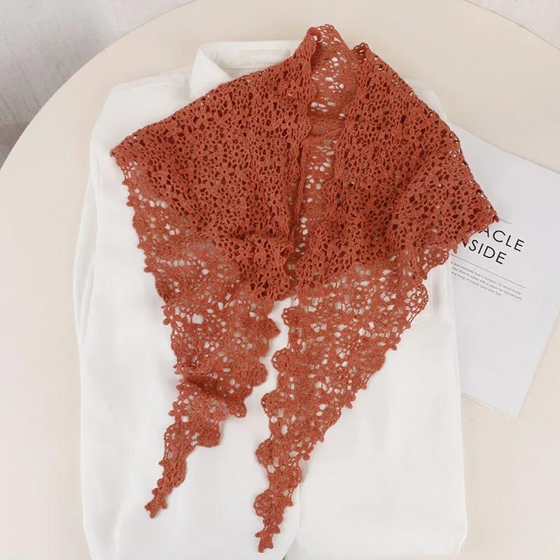 Floral Lace Hollow Small Shawl Thin Silk Scarf Wild Short Sun Protection Small Waistcoat Outside with A Small Scarf Mother Silk Scarf Bag Decoration