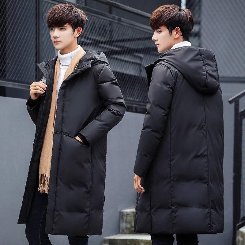 Winter Men's Down Jacket Medium Length Thickened Student Korean Coat Trend White Duck Down Handsome Coat