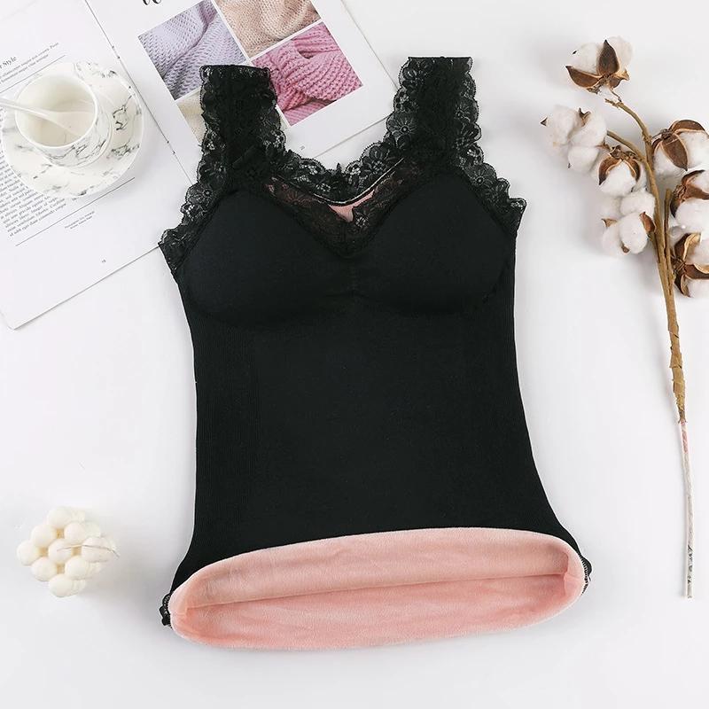 Women Thermal Vest Winter Warm Velvet Plus Size Lingerie Furry Inner Wear Thermo Underwear Thermal Undershirt Intimate Sexy Tops