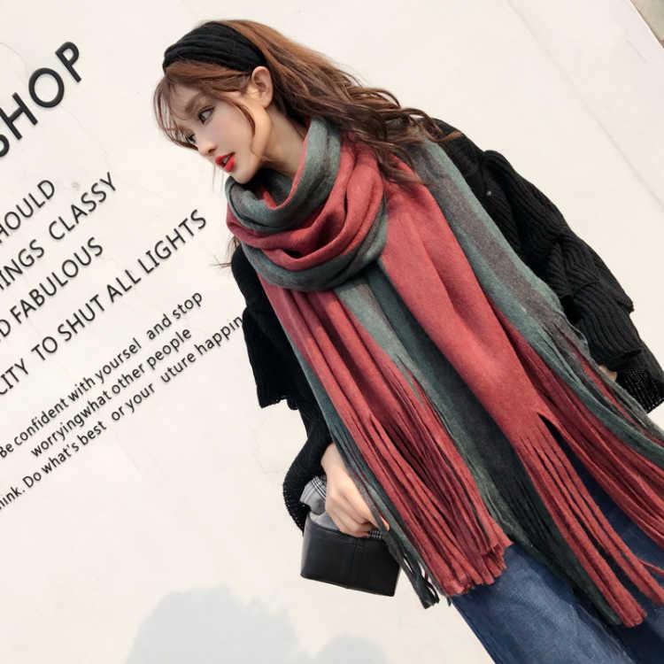 Scarf for  Women Winter Fashion Solid Soft Cashmere Scarves Ladies Pashmina Shawls Wraps Female Tassel