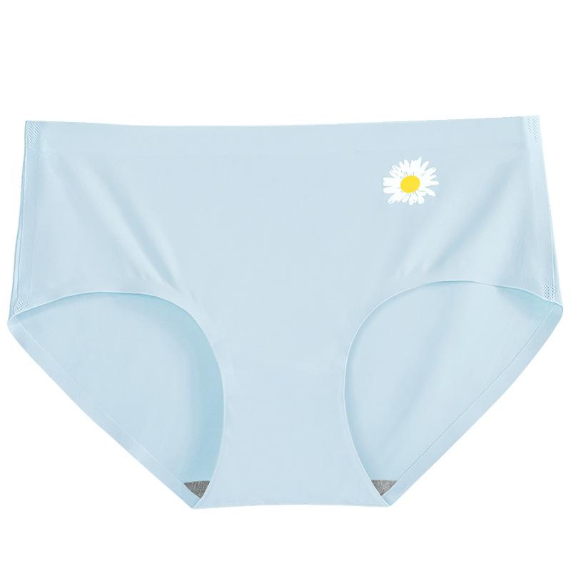 3Pcs/Set Women's Daisy Panties Female Seamless Ice Silk Mid-waist Underpants Ladies Cotton Crotch Briefs