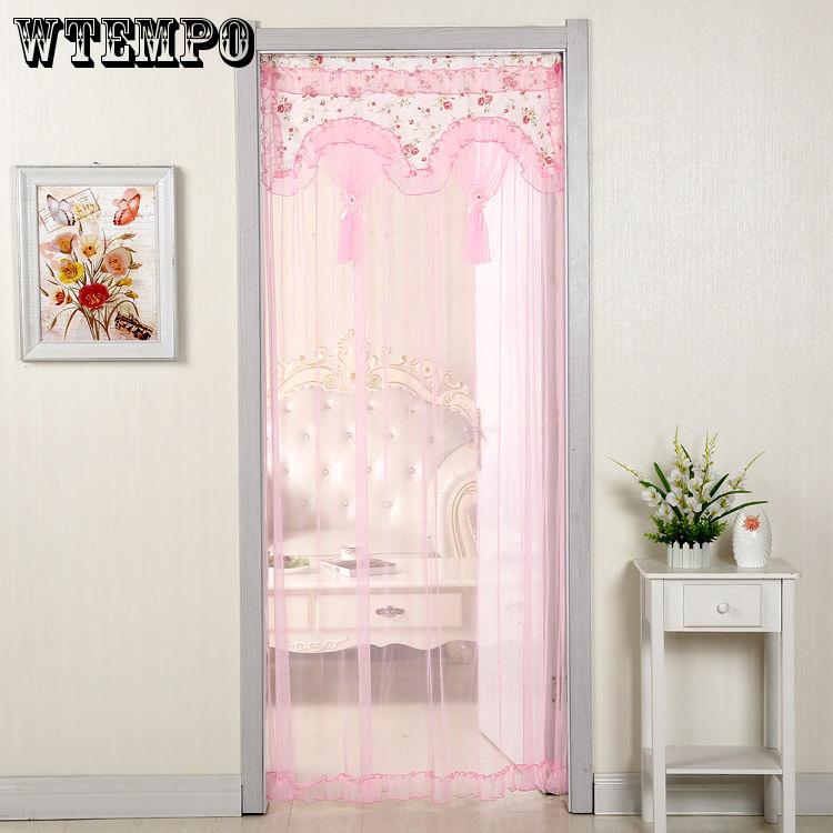 WTEMPO Lace Spinning Mute Anti-mosquito Long Curtain Free Punching Telescopic Rod Curtain Bedroom