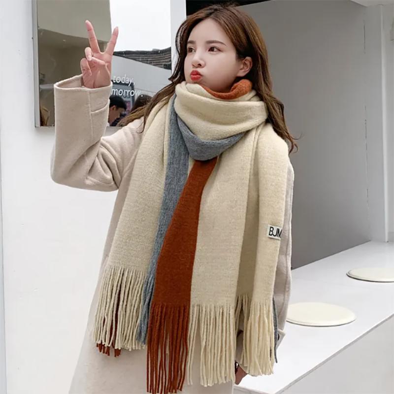 Scarf Women Cute Korean Wild Bib Women Winter Thicked Warm Knitted Wool Scarves