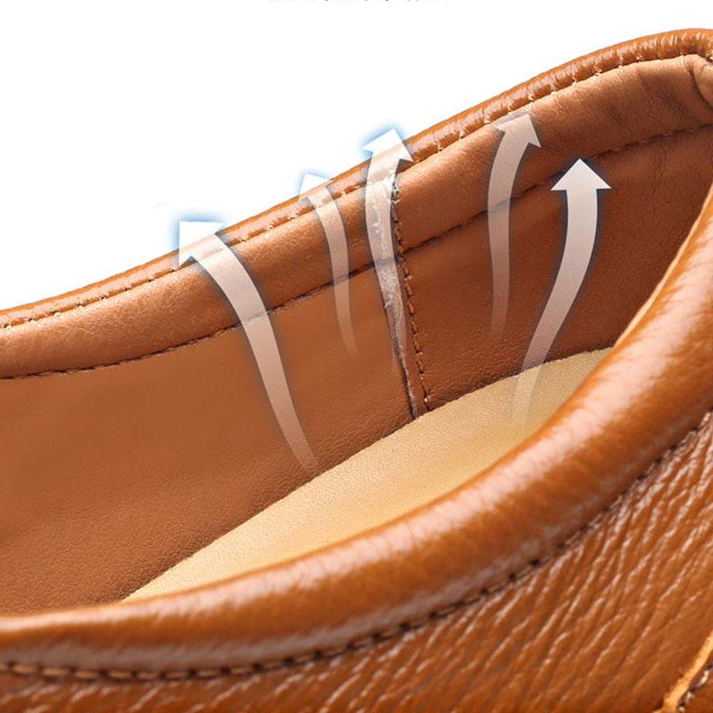 Men's Shoes Genuine Leather Tendon Sole Leather Shoes Spring Men's Casual Shoes Leather Handmade Shoes Middle-aged and Elderly Dad Shoes