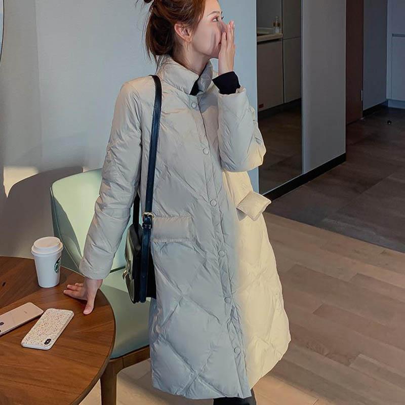 Lightweight Down Padded Jacket Women's Autumn and Winter Clothes Korean Version Was Thin Fashion Small Warm Jacket Mid-length