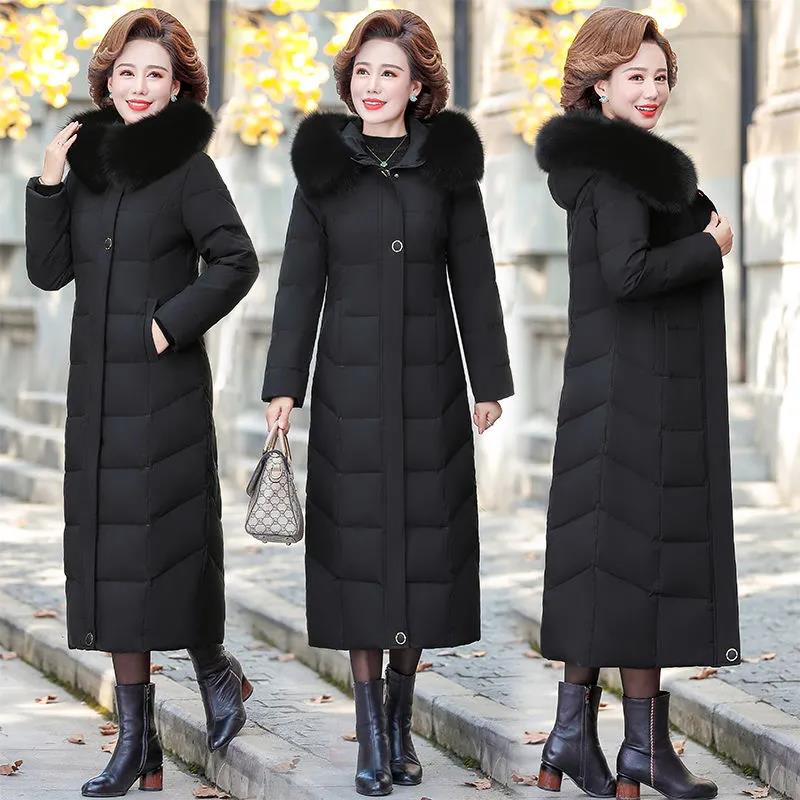 Women's Mid-length Down Jacket Winter Korean Loose Cotton Clothes Casual Hooded Padded Jacket Quilted Jacket