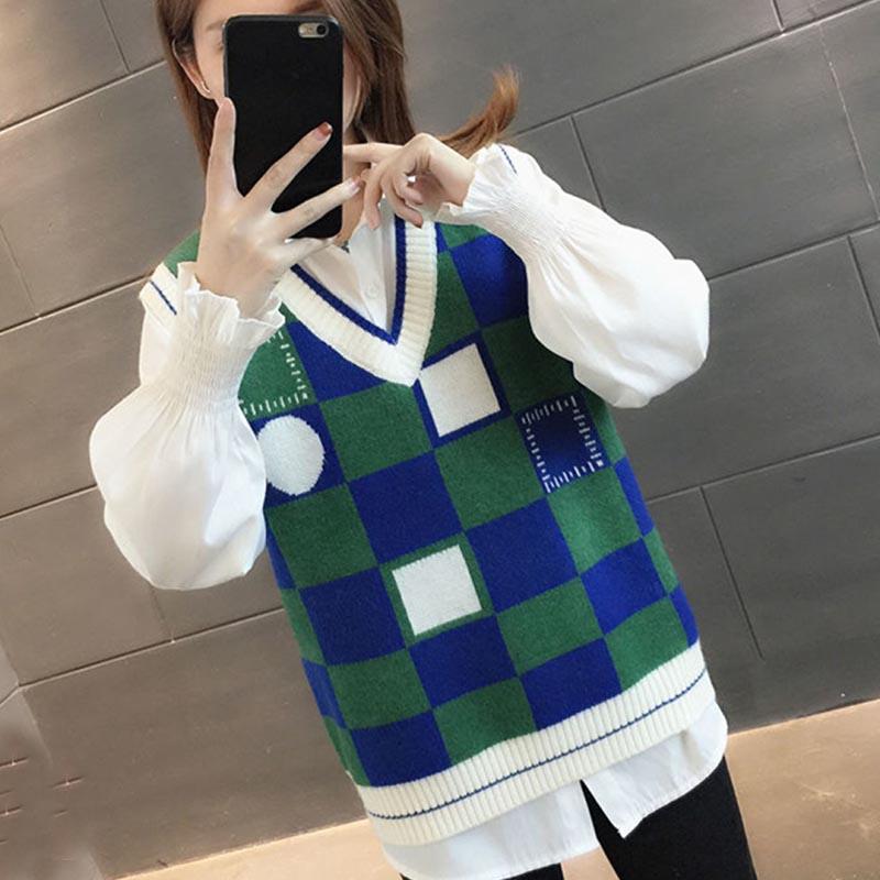 Ladies Knitted Vest Autumn and Winter Western Style Trendy Outerwear Sweater